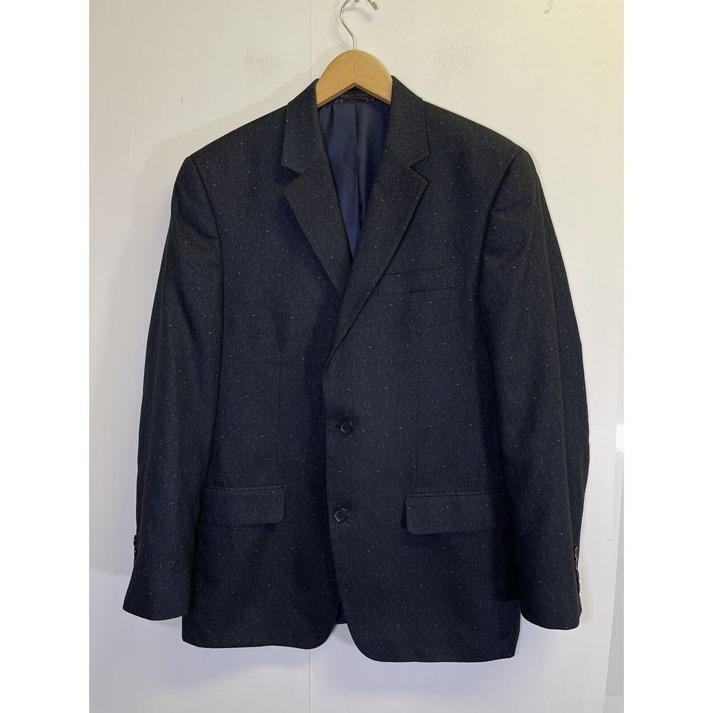 IZOD Donegal Houndstooth Blazer Sport Coat Men's 40R‎ Navy Jacket Lined